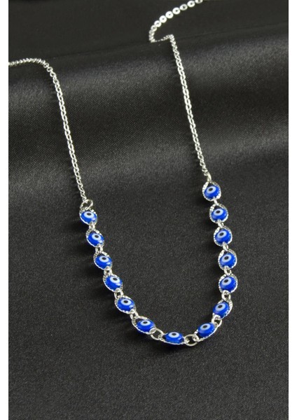 Msa-Shop Nazarlı Mineli Kolye-Mavi