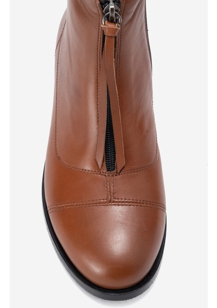 Kadın Fermuarlı Düz Topuk Bot Gerçek Deri Rc 323 Taba fiyatları