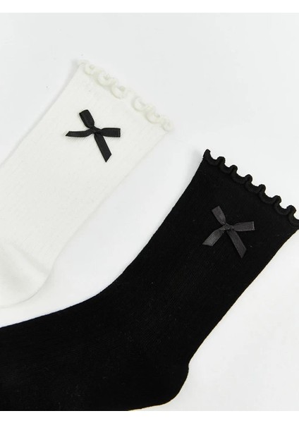 Fiyonk Detaylı Kadın Soket Çorap 2'li (W5) fiyatları