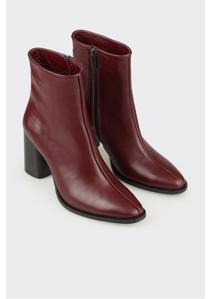 Bordo Deri Kadın Klasik Bot fiyatları