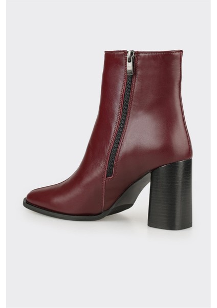 Bordo Deri Kadın Klasik Bot modelleri