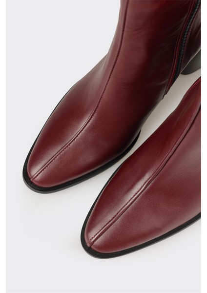 Bordo Deri Kadın Klasik Bot fırsatları
