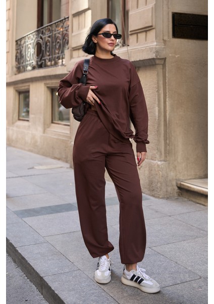 Regular Fit 2'li Takım Sweatshirt Beli Lastikli Jogger Eşofman Altı modelleri