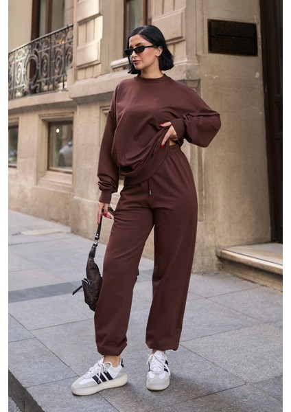Regular Fit 2'li Takım Sweatshirt Beli Lastikli Jogger Eşofman Altı fırsatları