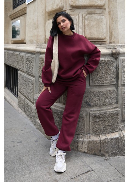 Regular Fit Normal Kalıp Basic Düz Içi Kalın Polarlı Eşofman Takımı