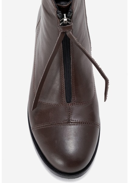 Kadın Fermuarlı Düz Topuk Bot Gerçek Deri Rc 323 Kahverengi fiyatları