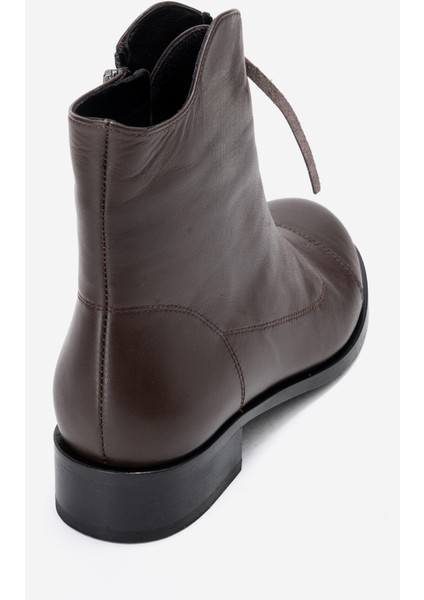 Kadın Fermuarlı Düz Topuk Bot Gerçek Deri Rc 323 Kahverengi fırsatları