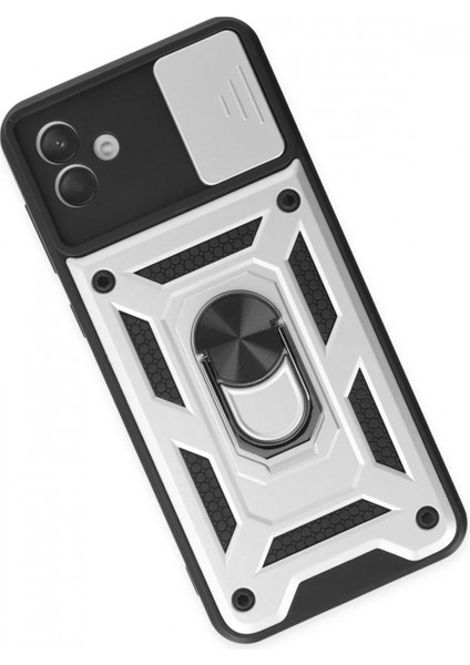 Samsung Galaxy A04 Kılıf Pars Lens Yüzüklü Silikon - Gümüş modelleri