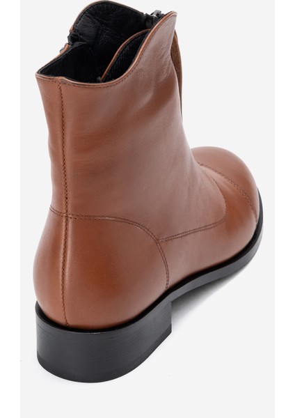 Kadın Fermuarlı Düz Topuk Bot Gerçek Deri Rc 323 Taba fırsatları