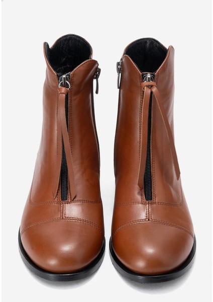 Kadın Fermuarlı Düz Topuk Bot Gerçek Deri Rc 323 Taba indirimleri