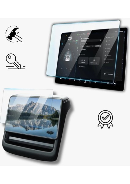 Tesla Model Y Juniper 2in1 Ekran Koruyucu Temperli Cam Ekran Koruyucu Kırılmaz Cam fiyatları
