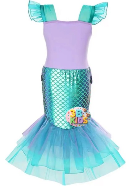 Peruklu Deniz Kızı Kostüm Balo Elbisesi (Set Halinde)