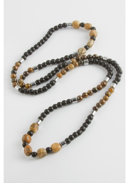 Msa-Shop Jasper Onix Doğaltaş Kolye-Siyah