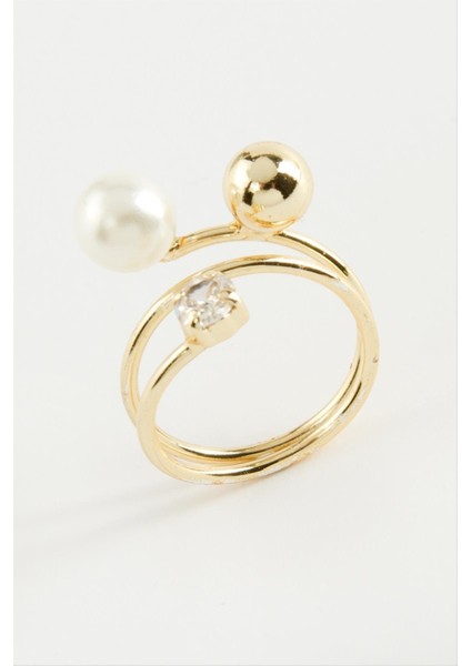 Msa-Shop Yuvarlak Inci Metal Yüzük-Sarı fiyatları