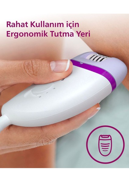 Kablolu Epilatör, Bacak Için, 2 Hız, Yıkanabilir Başlık, Beyaz Mor Renk indirimleri