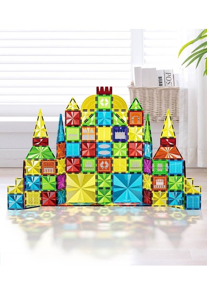 Manyetik Tiles Renkli 75 Parça Manyetik Yapı Magnetic Bloklar fırsatları