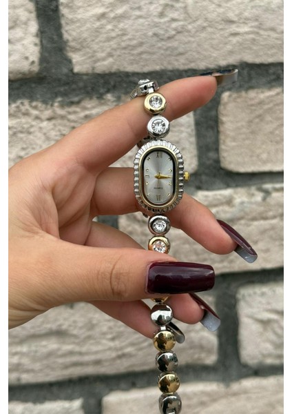 Misse Model Yuvarlak Kristal Taşlı Vintage Iki Renkli Kadın Kol Saati indirimleri