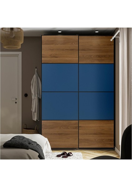 Sürgü kapak paneli, ceviz görünüm-mavi, 75x236 cm fırsatları