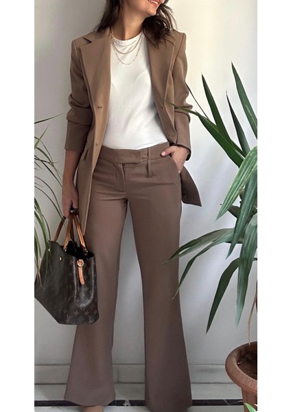Kadın Özel Dikim Camel Ceket Pantolon Takım fırsatları