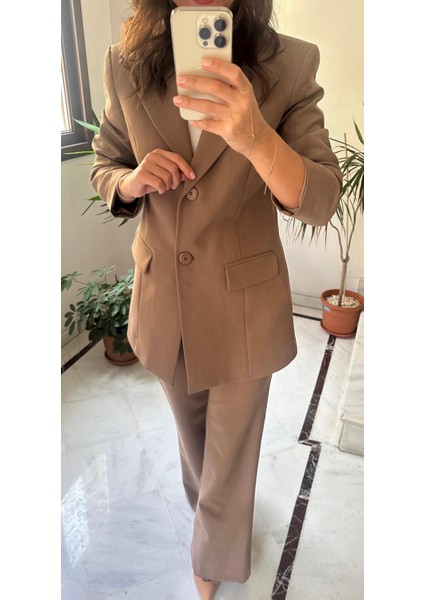 Kadın Özel Dikim Camel Ceket Pantolon Takım indirimleri