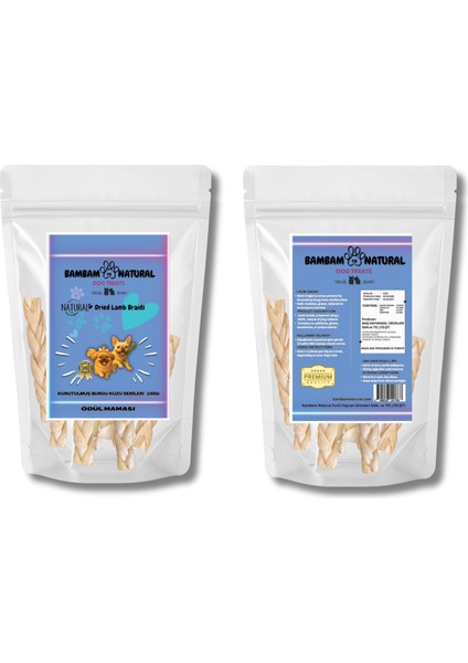 %100 Doğal Kuzu Deri Örgü Köpek Ödül Maması 15 cm 100G | Katkısız, Tahılsız, Uzun Süreli Çiğneme Atıştırmalığı | Yüksek Proteinli, Diş Sağlığını Destekleyen Doğal Ödül Maması