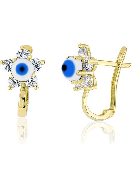 Altın Açık Nazar Boncuğu Çocuk Küpe