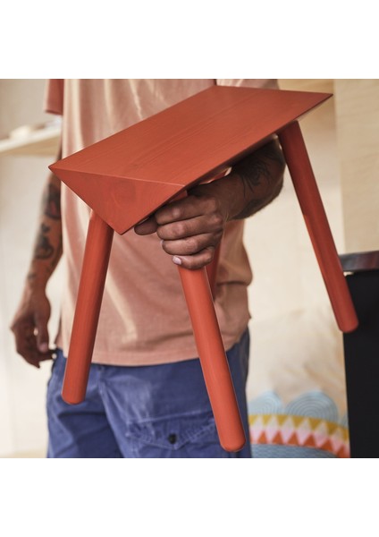 Ahşap Tabure, Turuncu-Kırmızı fırsatları