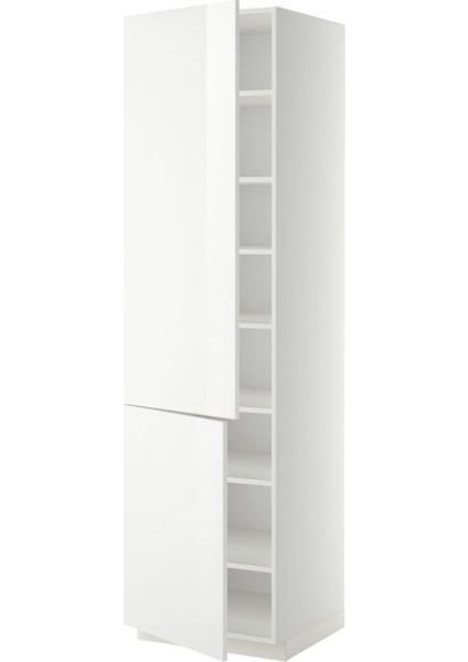 Mutfak boy dolabı, RINGHULT beyaz, 60x60x220 cm, 2 kapaklı ve 6 raflı