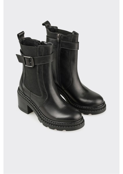 Siyah Deri Kadın Günlük Bot fiyatları