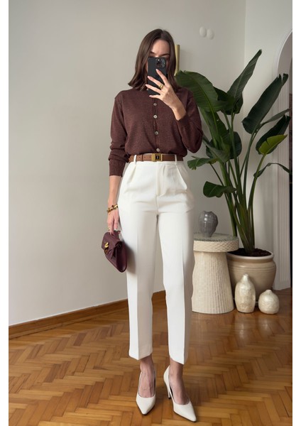 Düğmeli Simli Yeni Sezon Triko- Kahverengi fırsatları