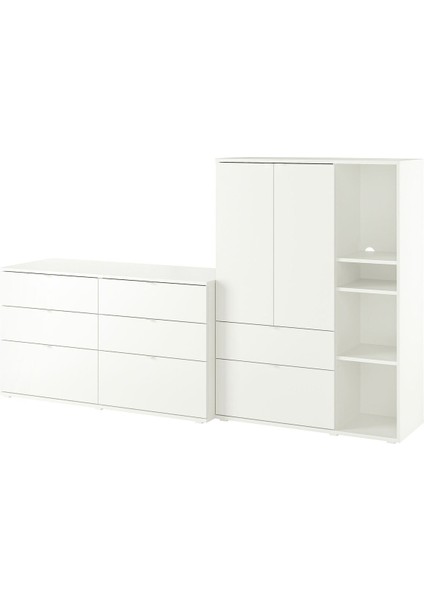 Dolap kombinasyonu, beyaz, 245x47x140 cm