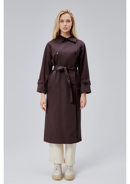 Acı Kahve Oversize Kuşaklı Trençkot fiyatları