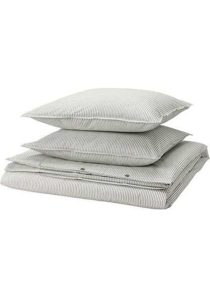 Çift kişilik nevresim seti, gri-beyaz, 240x220/50x60 cm