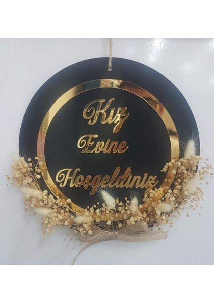 Kız Evine Hoşgeldiniz Kapı Süsü Kapı Aksesuarı 24 cm Çap