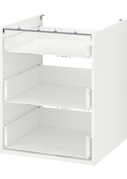 Çekmeceli alt dolap iskeleti, beyaz, 60x60x75 cm, 3 çekmeceli