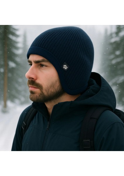 Unisex Içi Polar Kulak Ense Koruyuculu Rüzgar Geçirmez Termal Örme Bere