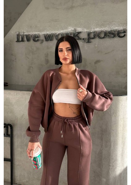 Kadın Şardonlu Üç Iplik Kışlık Eşofman Takımı