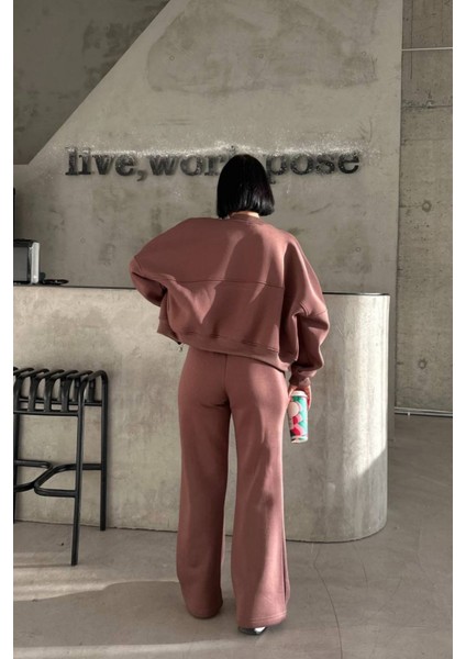 Kadın Şardonlu Üç Iplik Kışlık Eşofman Takımı modelleri