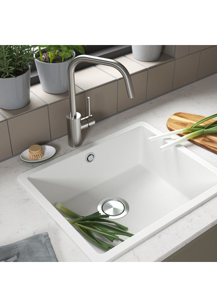 Tek gözlü eviye, beyaz, 56x46 cm fiyatları