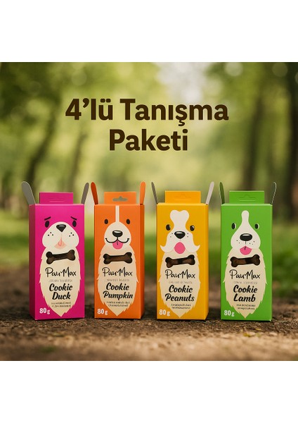 4’lü Doğal Köpek Ödül Seti | Ördek Etli, Kuzu Etli, Balkabaklı, Fıstık Ezmeli Tanışma Paketi