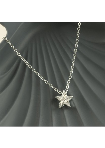 Msa-Shop Yıldız Zirkon Taşlı Trend Kolye-Sarı