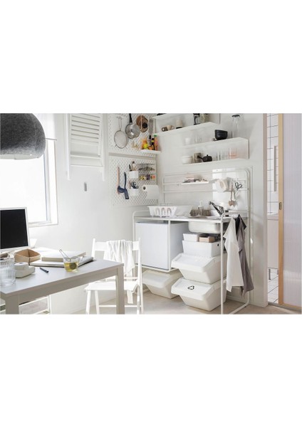 Mini mutfak, beyaz-paslanmaz çelik, 112x56x139 cm fiyatları