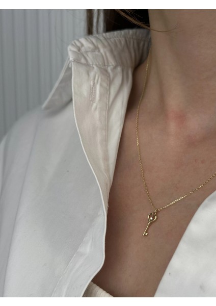 14 Ayar Altın Anahtar Kolye 856