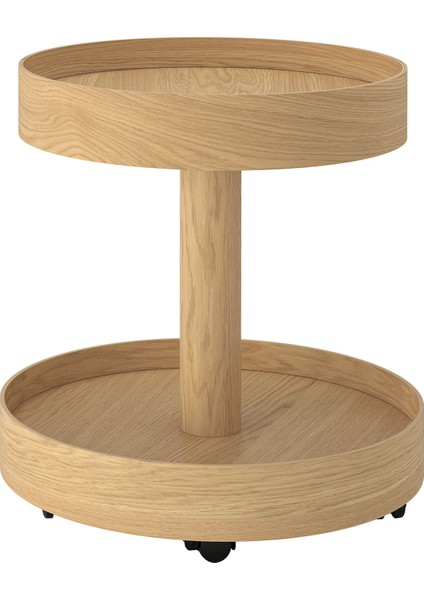 Tekerlekli yan sehpa, meşe kaplama