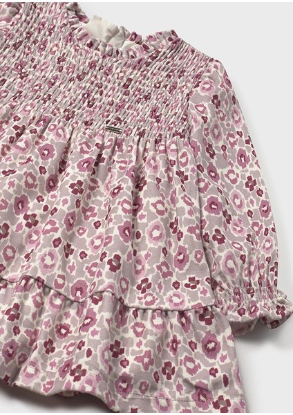 Kız Bebek Elbise (1-4 Yaş) – Pembe Renk, Çiçek Desenli, Pamuk Astarlı Uzun Kollu Elbise modelleri