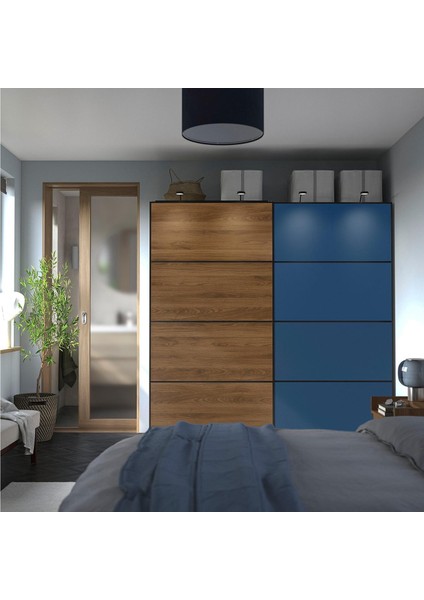 Sürgü kapak paneli, ceviz görünüm-mavi, 100x201 cm fırsatları