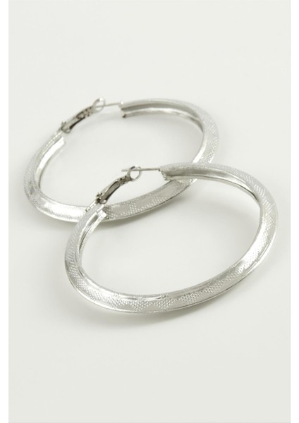 Msa-Shop Üçgen Halka Küpe 5,5 Cm-Gümüş Rengi