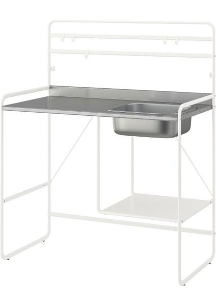 Mini mutfak, beyaz-paslanmaz çelik, 112x56x139 cm
