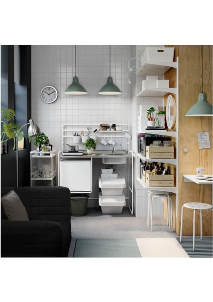 Mini mutfak, beyaz-paslanmaz çelik, 112x56x139 cm fiyatları