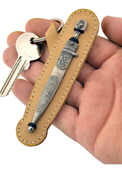 Çerkes Kaması Anahtarlık Gerçek Deri